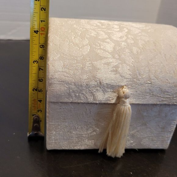 Vintage YOUR WORRY BOX Music Box, 3 Gold-Trim SPUN BLOWN GLASS ANGELS Fur Elise - Picture 8 of 8